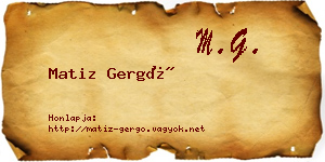 Matiz Gergő névjegykártya